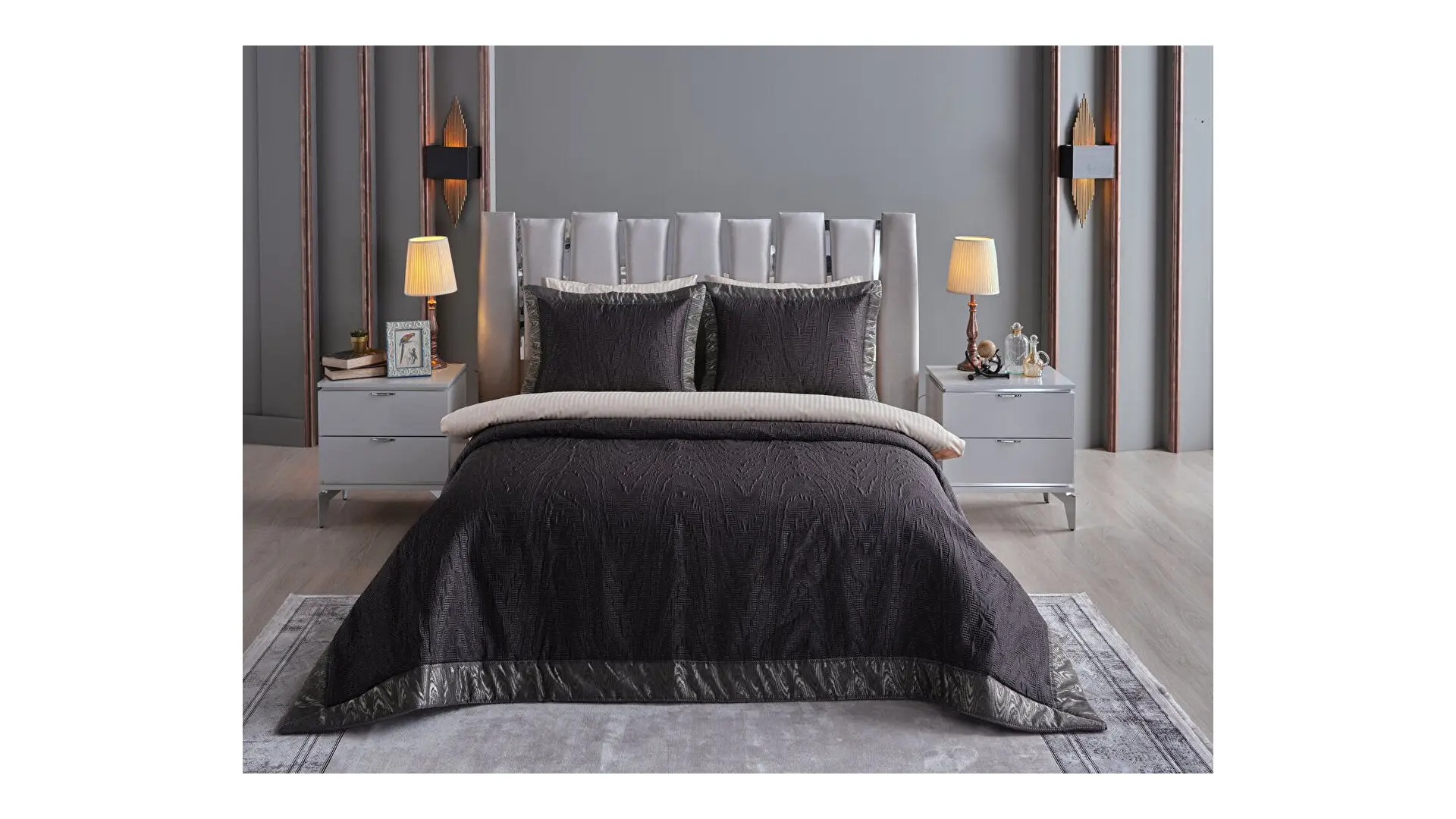 Doqu Home Intra Çift Kişilik Yatak Örtüsü Siyah
