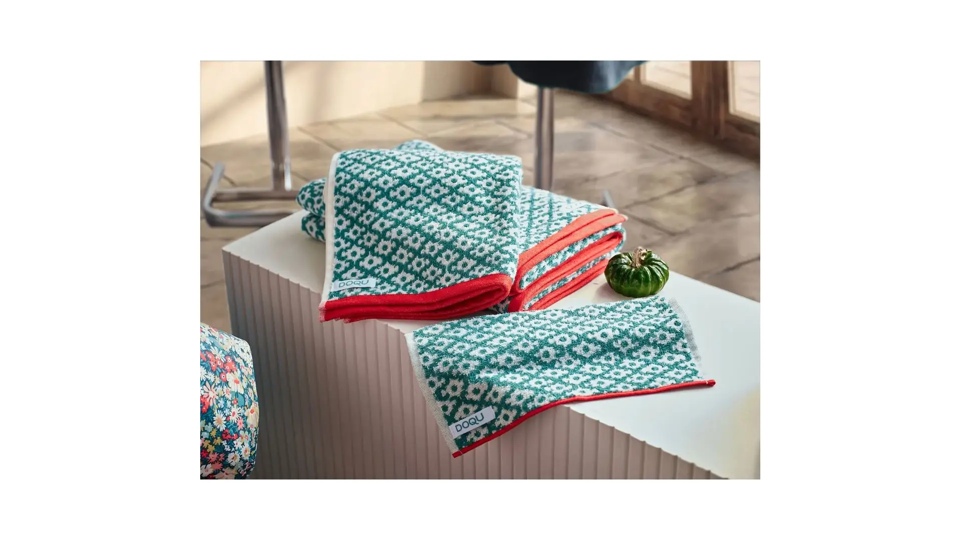 Doqu Home Leris Bouquet Jakarlı Yüz Havlusu 50X90 Yeşil