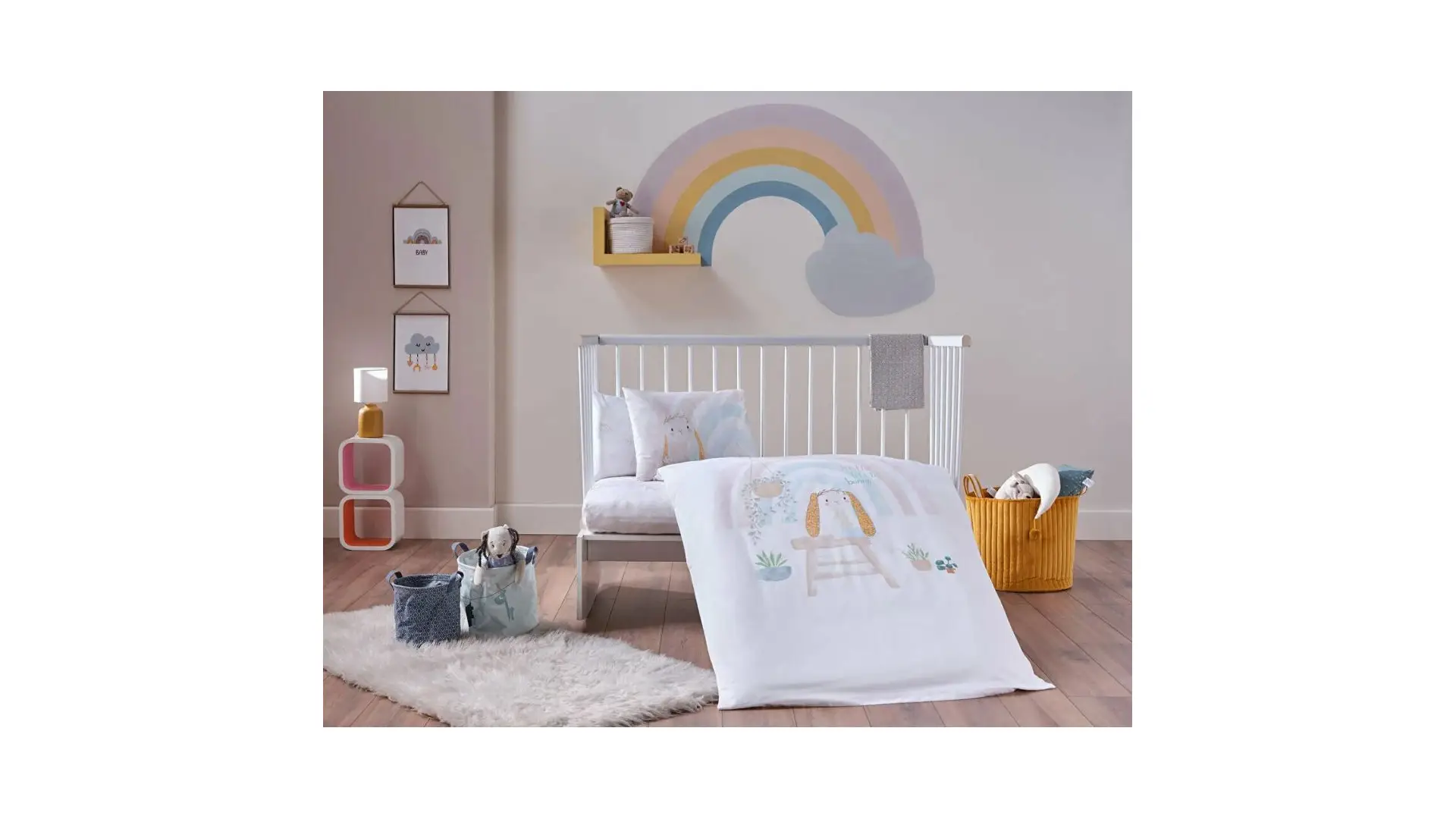 Doqu Home Nakışlı Bebek Nevresim Takımı Little Bunny Bebek - Sarı