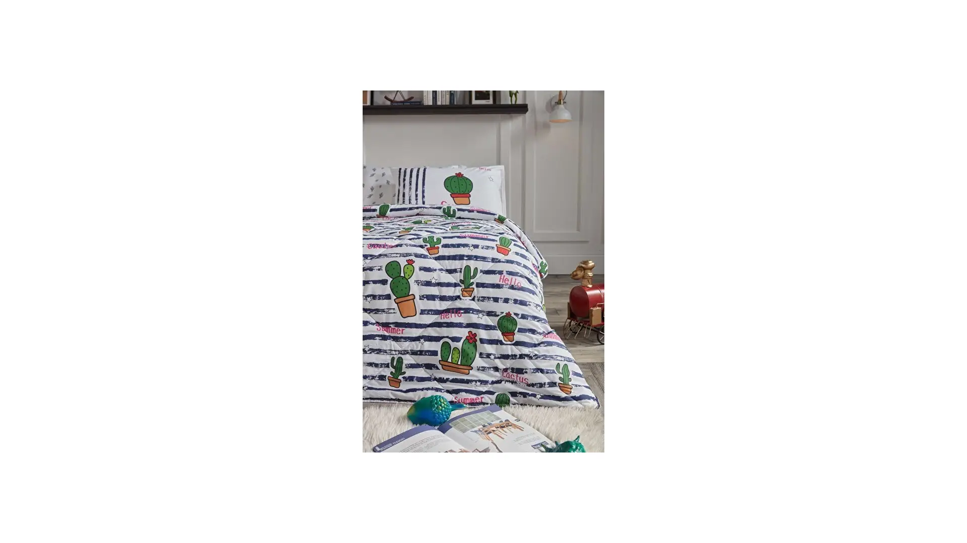 Doqu Home Polycotton Comforter Tek Kişilik Uyku Seti Cactüs