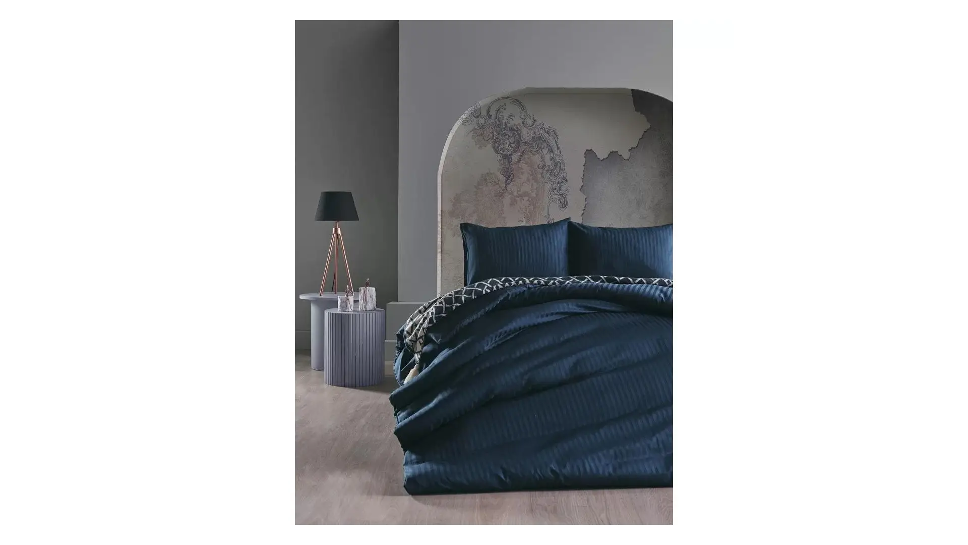 Doqu Home Saten Artline Çift Kişilik Nevresim Takımı Mavi